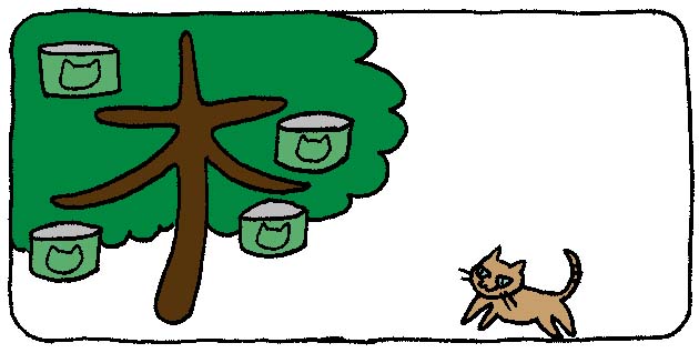 ここに木を見上げる猫の図が入っています